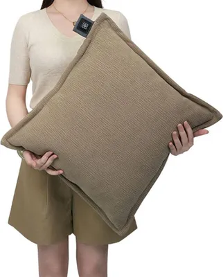 Produktbild von Infrarot Heizkissen 45*45 cm, Wärmekissen mit 3 Temperatureinstellungen,Weiches Plüschkissen für Büro & Zuhause, kompatibel mit Powerbank,Beige