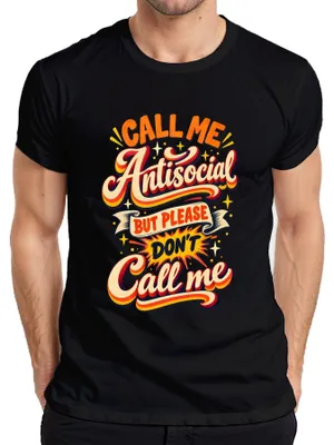 Zdjęcie produktu dla Koszulka męska "Call Me Antisocial But Please Don't Call Me Lustig", czarna, rozmiar L