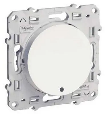 Image de Bouton blanc lumineux Odace - 10 A - Fixation par vis - LED bleue de 0,15 mA pour indication