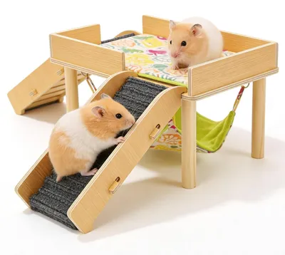 Imagen del producto de Casa de madera para cobayas de dos pisos
