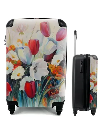 Produktbild von MuchoWow® Koffer Handgepäck Trolley Rollkoffer Kleine Reisekoffer mit 4 Rollen - Malerei - Ölgemälde - Blumen - Cabin Size < 55x40x23 cm & 55x40x20 cm - Fotokoffer - Kabinenkoffer - Boardgepäck - Reise-Box - Reisekoffer - Reisegepäck - Koffer mit Bild - Trolley für Kinder