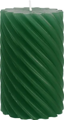 Produktbild von Stumpenkerze aus Paraffin, gedreht, Jägergrün, 110/70 mm, WENZEL, Brenndauer ca. 51h, Spiralkerze