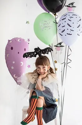 Produktbild von Hexenfledermäuse Halloween-Luftballons 5 Stück.