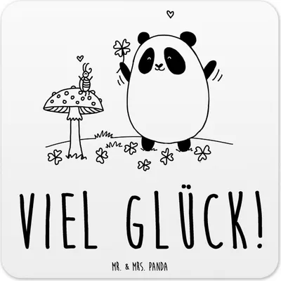 Produktbild von Mr. & Mrs. Panda Untersetzer für Gläser Panda Glück 6er Set - Weiß - Geschenk, Getränke-Untersetzer, Tassen, Coaster, Tassenuntersetzer, Tassen-Untersetzer