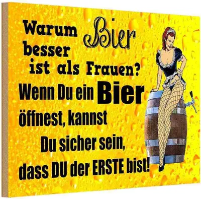 Produktbild von vianmo Holzschild 12x18 cm Pinup Warum Bier besser ist als Frauen Pin Up