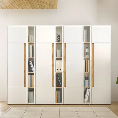 Produktbild von Stauraum Set weiß mit Eiche CRISP-61 modern 7-teilig
