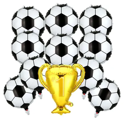 Folieballons für Kinder, 11 Stück, Fußballmotiv, Helium geeignet, 40–59 cm