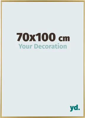 A product image showing a picture frame with text overlays indicating size and a tagline.