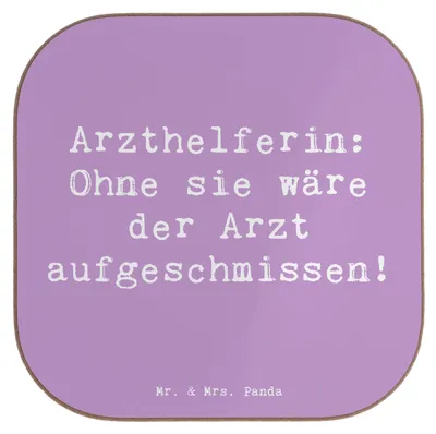 Produktbild von Mr. & Mrs. Panda Untersetzer für Gläser Spruch Arzthelferin Herz - Lavendeltraum - Geschenk, Berufsliebe, gläseruntersetzer, Geschenke Berufstätige, personalisierte, Glas