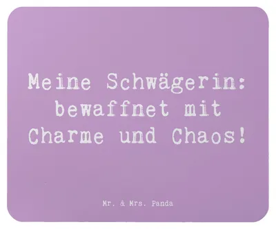 Produktbild von Mr. & Mrs. Panda Mauspad Spruch Schwägerin Charmant Chaos - Lavendeltraum - Geschenk, pc mausunterlage, Humor, Geburtstage, Schwägerschaft, laptop mousepad, mausteppich