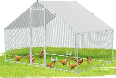 Immagine prodotto di Izrielar pollaio pollaio 3x2x2m recinto per piccoli animali recinto per piccoli animali voliera gabbia per polli ruspanti pollaio zincato