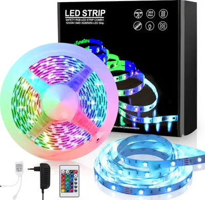 Produktbild von Clanmacy 5M LED Streifen Leiste set LED Strip LichtBand RGB Lichterkette 30LEDs 5050SMD mit 24 Tasten Fernbedienung