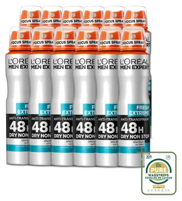 Immagine prodotto di 12 x L'Oréal Paris Men Expert Fresh Extreme, deodorante spray - 150 ml - Confezione da 12 pezzi