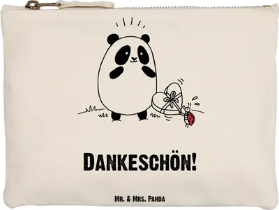Produktbild von Mr. & Mrs. Panda Schlampermäppchen Panda Dankeschön Grösse XL Große - Weiß - Geschenk, kosmetiktäschchen, Kulturbeutel, Kosmetiktasche, pencil case, Mäppchen