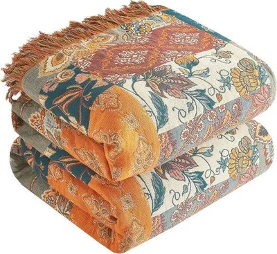 Produktbild von Decke 230 x 250 cm - 100% Baumwolle, Wendbare Musselin, Patchwork
