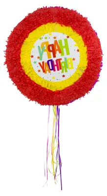 Produktbild von Piñata für Kindergeburtstag mit Happy Birthday Motiv und Sternen, mehrfarbig, 48 cm