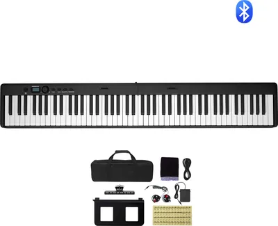 Produktbild von SucceBuy 88-Tasten-Klappklavier mit Bluetooth- und MIDI-Unterstützung, ein tragbares, elektronisches, digitales Klappklavier mit Ständer, Haltepedal, Tasche und anschlagdynamischen Tasten