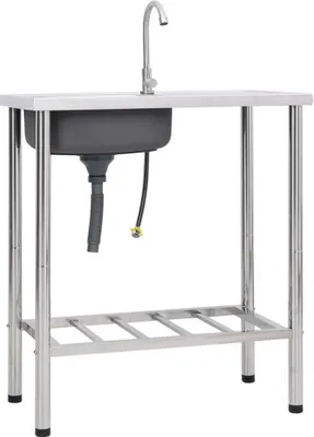 Image de Vidaxl Camping Gutter Single Bowl mit Edelstahlhahn (gouttière pour camping)