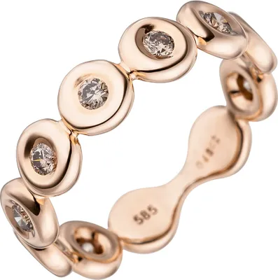 Produktbild von Damen-Ring mit 9 Diamanten Brillanten 0,46 Ct. 585 Gold Rotgold Rotgoldring Innenumfang 56mm  Ø17.8mm