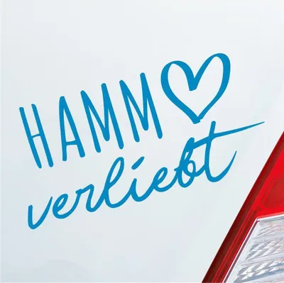 Produktbild von Auto Aufkleber Hamm verliebt Herz Stadt Heimat Liebe Car 19x10 cm Hellblau Sticker Heckscheibenaufkleber