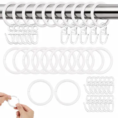 Productafbeelding van Transparante gordijnringen met haken - set van 100 stuks - Geschikt voor gordijnroedes tot 30 mm - 32 mm binnendiameter
