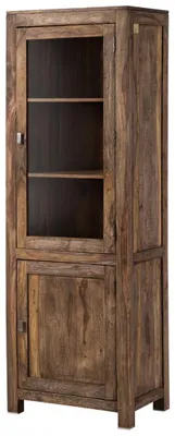 Produktbild von MASSIVMOEBEL24.DE Vitrine Sheesham 65x42x190  grau geölt NATURE GREY #53