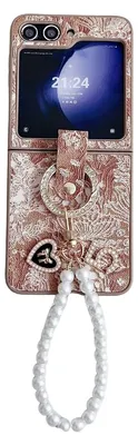 Immagine prodotto di Per Samsung Galaxy Z Flip7 FE / Flip6 5G Custodia protettiva a bastoncino con catena ad anelli