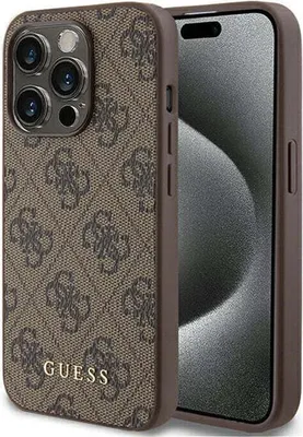 Produktbild von Guess 4G Metal Gold Logo Hülle Für Iphone 15 Pro - Braun