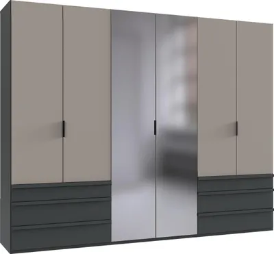 Produktbild von Falttürenschrank >OXFORD< in GRAFIT + SAHARAGRAU - 300x216x58cm (BxHxT)