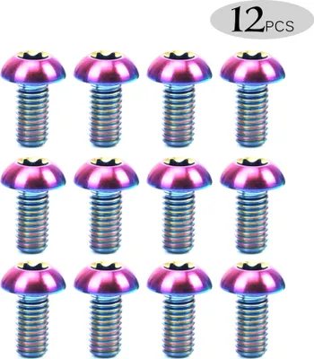 Produktbild von RISK 12PCS M5 ¡Á 10mm Scheibenbremse Rotor Schrauben T25 Torx Titanium TI MTB Fahrrad Flaschenhalter Schraube Bike Wasser Flasche Kaefig Schraube