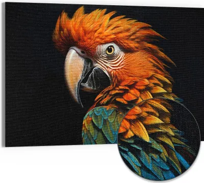 Produktbild von DEQORI Hybrid Leinwand Bild 90x60 cm 'Prachtvogel Portrait' Wandbild Glas flach modern