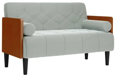 Produktbild von vidaXL Zweisitzer-Sofa mit Nackenrollen Hellgrau 110 cm Samt