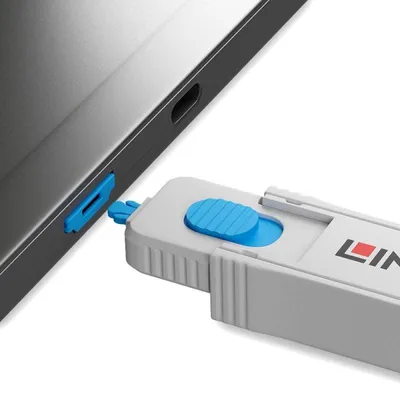 Immagine prodotto di Lindy 40320 Schnittstellenblockierung Schnittstellenblockierung + Schlüssel HDMI Blau, Grau Acrylnitril-Butadien-Styrol
