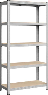 Produktbild von SONGMICS Lagerregal, 180 x 90 x 40 cm, bis 875 kg belastbar (175 kg pro Ablage), Schwerlastregal mit 5 Regalböden, Aufbewahrungsregal, Regalsystem, höhenverstellbar, Garage, Keller, Silber GLR40SV