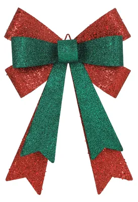 Metallene Weihnachtsschleife, 32 cm, Grün, für Baum & Kranz