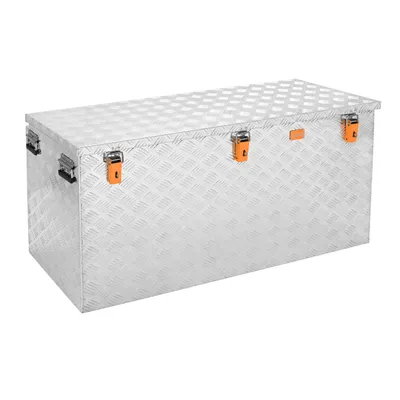 Produktbild von Alubox Pritschenbox Riffelblech silber - 410 Liter - Aufbau Werkzeugkiste - Pickup Werkzeugkiste - Pritschenwagen Box - 410 Liter