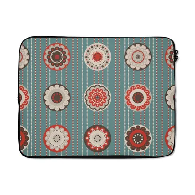 Produktbild von MuchoWow® Laptop Hülle 17 Zoll Laptoptasche Bohème - Blumen - Vintage - Design - Zipper - Schutzabdeckung