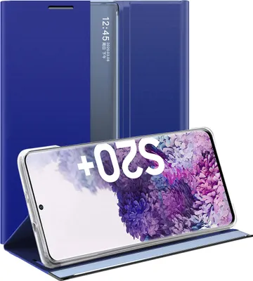 Produktbild von Galaxy S20 Plus Hülle, LaimTop Slim Flip Leder Smart View Window Klappetui Schutzhülle mit Standfunktion für Samsung Galaxy S20 Plus Blau