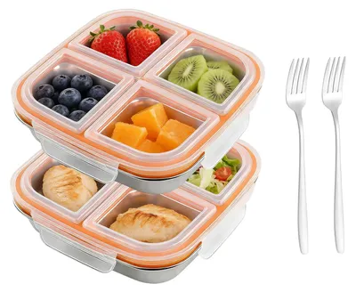 Image de 2 boîtes à goûter avec 4 compartiments - Boîtes à lunch pour enfants