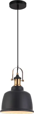 Productafbeelding van Hanglamp FAMOSA, 1xE27/40W, mat zwart-wit, antiek messing. Lengte: 22,5 cm, Breedte: 22,5 cm, Hoogte: 117 cm. Dimbaar