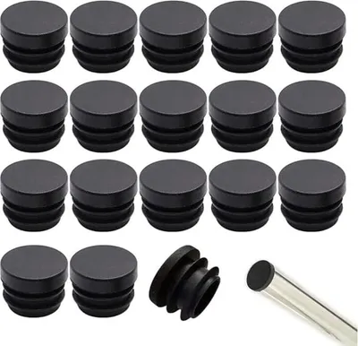 Obrázek produktu pro Černé krytky na židle, 16 mm, 32 kusů, kulaté plastové krytky na trubky židlí, krytky na nohy židlí, ochrana nohou židlí