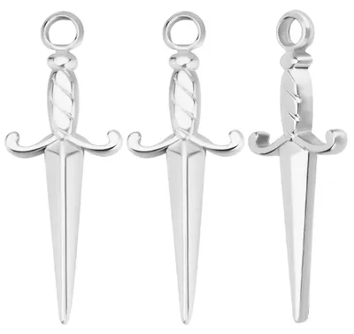 Produktbild von Schwertanhänger - 10 Stück Dolchform aus Edelstahl - 201 Messeranhänger für Schmuckherstellung Armbänder Ohrringe Halsketten