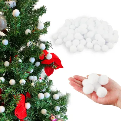 200 künstliche Schneebälle, 2,5 cm, weiß, für Weihnachtsdeko & Spiele