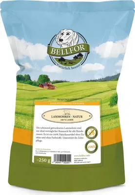 Produktbild von Bellfor Gesunder Hundesnack - Lamm-Ohren ohne Fell - 250 g