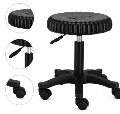 Image de Tabouret de beauté, tabouret de coiffure, chaise pivotante ronde réglable noire., productTiles.product.images.aiGenerated