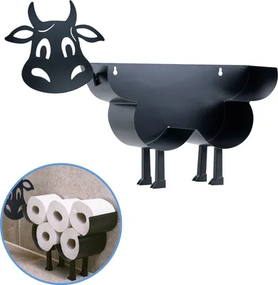 Produktbild von Sanics Reservepapierhalter Freistehend - Toilettenpapierhalter Hängend - Wandhalter - Ersatzrollenhalter Kuh - Rollenhalter Schwarz