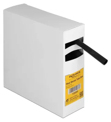 Productafbeelding van DELOCK krimpkousdoos, met binnenkantlijm, krimpverhouding 3:1, 5 m x 9,5 mm, zwart, krimpkous, zwart, polyolefine, 5 m, 9,5 mm, 1 stuk