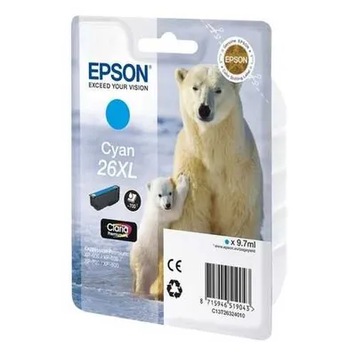 Obrázek produktu pro Epson Polar bear Balíček s jedním inkoustem 26XL Lední medvěd Claria Premium Cyan, Vysoká (XL) výtěžnost, Azurová, 9,7 ml, 1 kusů, 700 str.