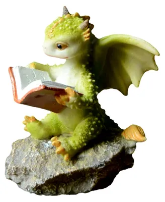 Produktbild von Miniatur Garten Drache Figur - Lesender Drache auf Fels
