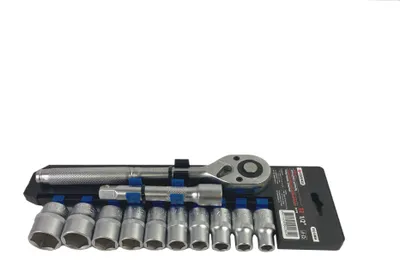 Image de Jeu de clés à douille à cliquet 1/2", 12 pièces, en acier Cr-V